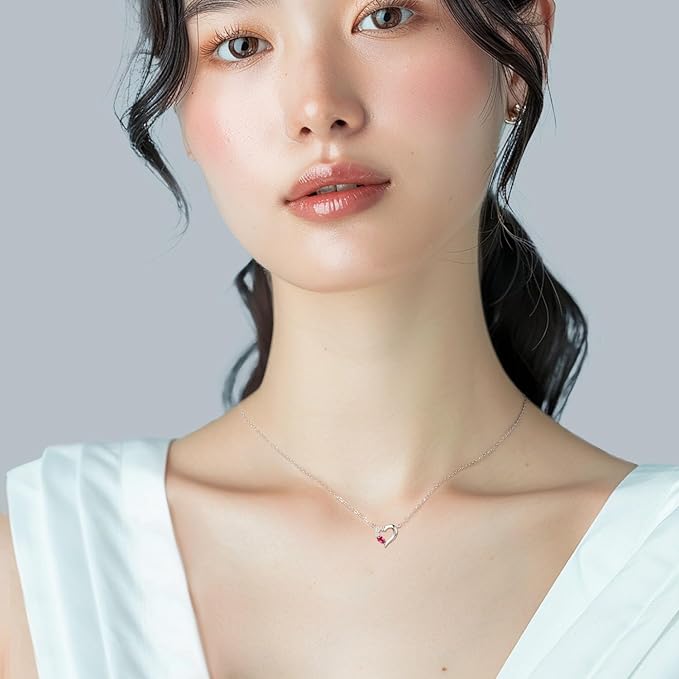 レディース ネックレス 12ヵ月 誕生石 ハートネックレス プラチナ 仕上げ シルバー 女性 人気 アクセサリー 誕生日 クリスマス ホワイトデー プレゼント 綺麗な包装付き